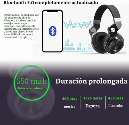 Vista 6 de Bluedio Auriculares Bluetooth sobre la oreja, ligeros, giratorios, plegables, inalámbricos, con micro 40 horas de tiempo de música con ranura