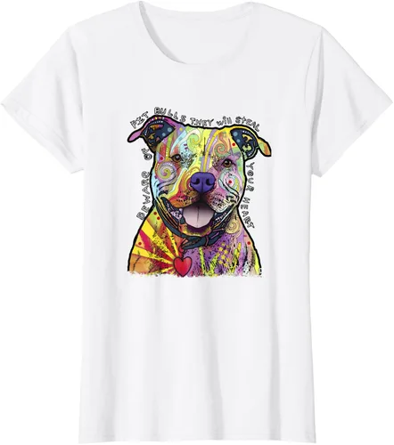 Vista 19 de Beware Of Pit Bulls, Dean Russo Pitbull Original - Camiseta para amantes de los perros, Negro