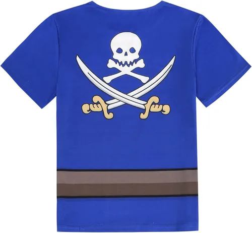 Vista 2 de Vackutliv Camisa de Halloween para niños pequeños, camisa de policía para niños, camisa de príncipe encantador, camisa pirata, camisa con estampado