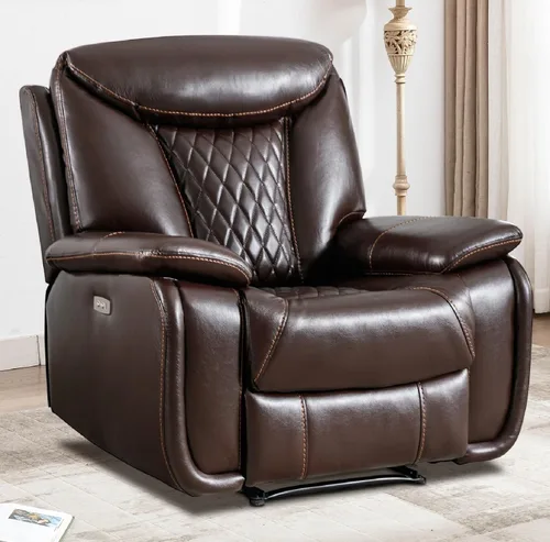 Vista 15 de HAOMARKETS Silla reclinable eléctrica, sofás reclinables de piel sintética suave con respaldo acolchado, sofá reclinable individual superrelleno