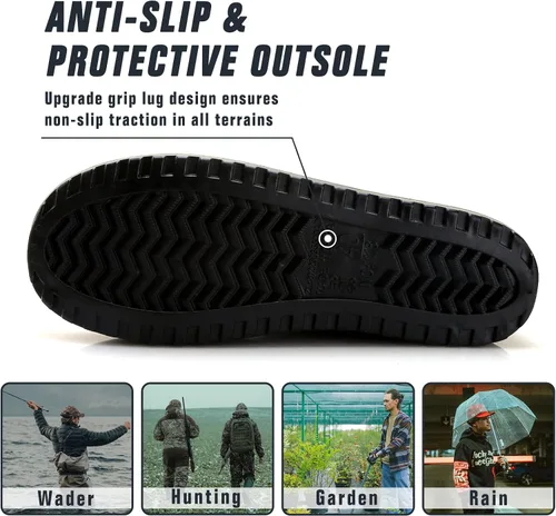 Vista 4 de YUHITYGZGS Botas de lluvia para hombre, botas de goma impermeables, botas de lluvia para hombre, botas de jardín, cómodas, ligeras, botas de lluvia
