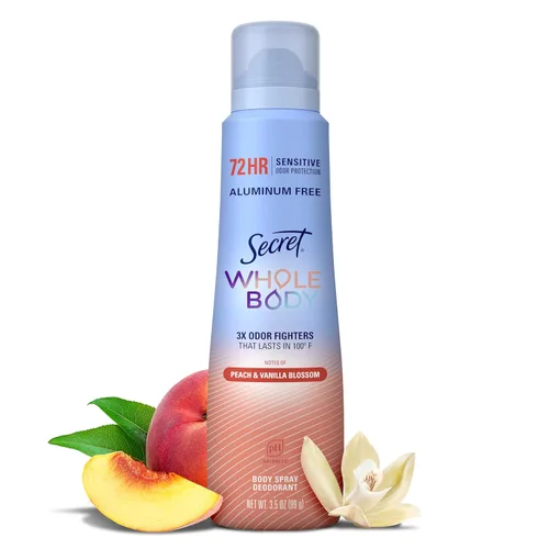 Vista 14 de Secret Desodorante en aerosol para todo el cuerpo para mujer, aroma a leche de almendra y miel, desodorante sin aluminio, protección contra olores