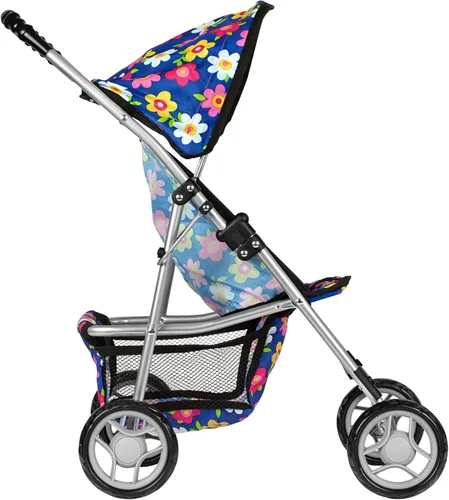 Vista 5 de fash n kolor® - Cochecito de muñeca bebé de lujo con ruedas grandes - Diseño de flores con cesta en la parte inferior - Cochecito de muñeca bebé