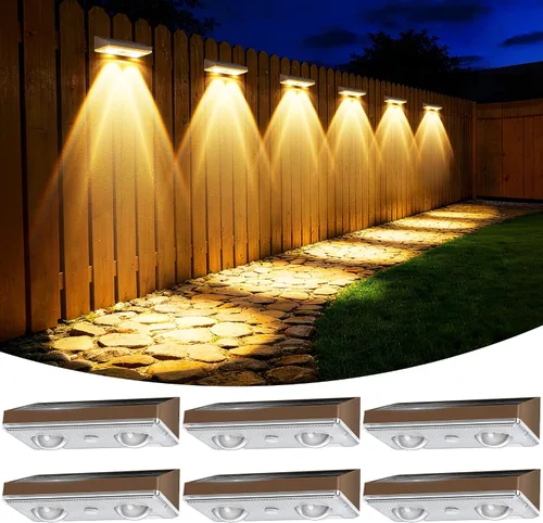 Vista 10 de Luces solares para valla al aire libre, paquete de 6 luces de valla Negro