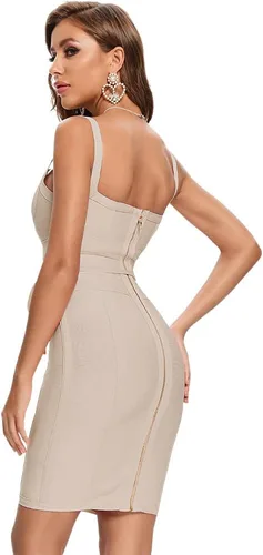 Vista 2 de BEAUKEY Vestidos sin mangas con cinturón ajustado para fiesta