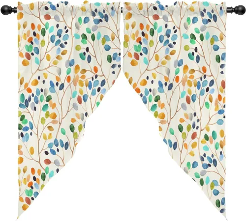 Vista 46 de Cortinas de cocina de estilo granja occidental con bolsillo para cortinero, pequeñas y cortas, estilo café rústico, cabaña, puerta de granero