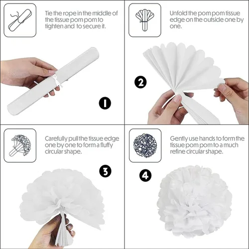 Vista 7 de MOVINPE Juego de decoraciones patrióticas para fiestas del 4 de julio, abanicos de papel para colgar con la bandera estadounidense, bolas de flores