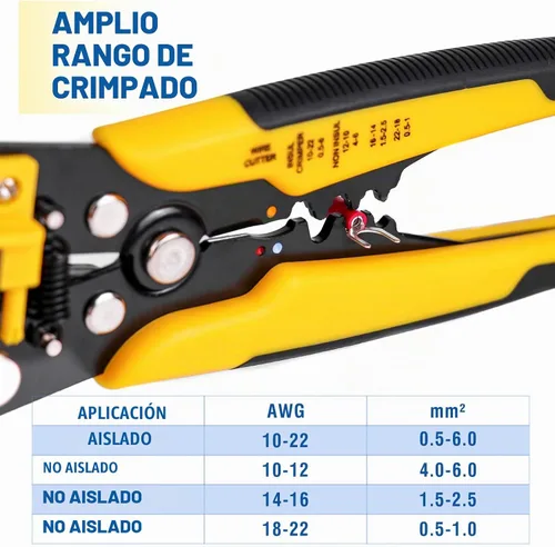 Vista 5 de 3 en 1 pelacables automático/cortador/crimpador, AWG10-24, alicates multi de 8 pulgadas para pelar cables eléctricos, corte de cables, prensado