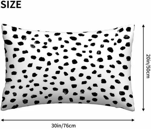 Vista 4 de Mugod Funda de cojín con diseño de lunares negros, sin costuras, para cama, sofá, oficina, 20 x 30 pulgadas