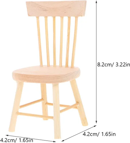 Vista 4 de Toyvian Sillas de casa de muñecas en miniatura, paquete de 2 accesorios de muebles pequeños de madera a escala 1/12, diseño ligero y estable