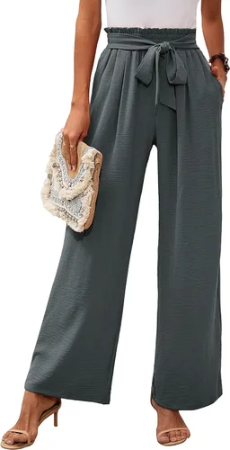 Vista 13 de Heymoments Wide Leg Pant for Women High Waist Trouser A01-negro