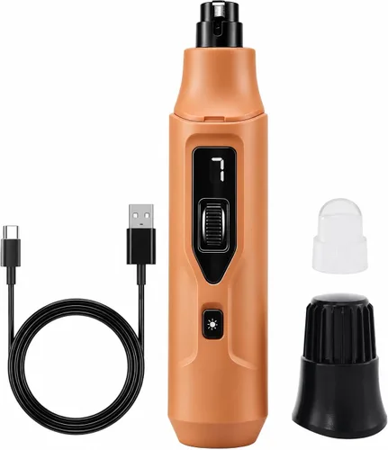 Vista 9 de Tife Molinillo de uñas para perros de 7 velocidades con luz LED, USB-C recargable (rosa)
