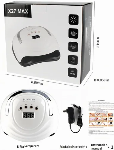 Vista 8 de Lámpara de uñas LED UV con 81 cuentas, lámparas de curado de uñas de 380 W para esmalte de gel con sensor automático/4 ajustes de temporizador