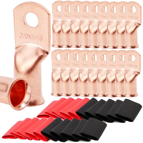 Vista 38 de TKDMR - Kit de 264 piezas de extremos de cable de batería, 132 piezas de terminales de anillo de lengüetas de cable de cobre resistentes AWG 8 6 4 2