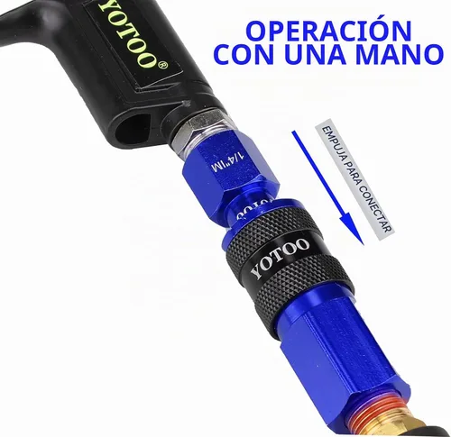 Vista 5 de YOTOO Kit de Acoplador de Aire Universal y Enchufe Industrial, 15 Piezas de Accesorios de Manguera de Aire de Conexión Rápida de Aluminio Duraderos