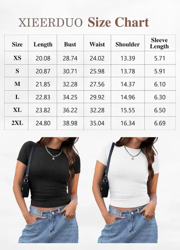 Vista 6 de XIEERDUO Camisetas de manga corta para mujer, cuello redondo, ajustadas, ropa Y2K 2024 para primavera y verano, camisetas básicas para salir