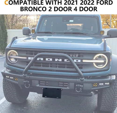 Vista 4 de Marco de matrícula frontal para Ford Bronco 2021 2022 2023 2024 2025 Accesorios de aleación de aluminio resistente soporte de montaje de placa Negro