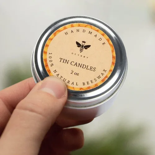 Vista 3 de DEYBBY Pure Beeswax - Juego de 4 velas de emergencia de cera de abeja, vela de lata de viaje natural sin perfume