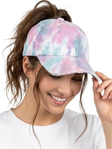 Vista 9 de Funky Junque - Sombrero de cola de caballo para mujer, gorra de béisbol con ajuste ajustable y cola de caballo alta cruzada para uso diario Paquete
