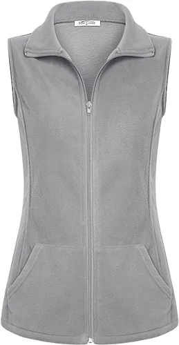 Vista 42 de SeSe Code Chaleco de forro polar ligero con cremallera frontal y bolsillos para mujer