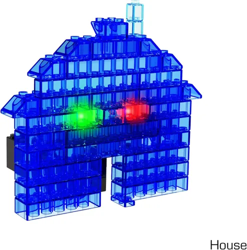 Vista 8 de E-Blox 4 en 1 Power Blox Builder STEM Kit (46 piezas), colorido juego de bloques de construcción con luz LED, construir 4 estructuras 3D, gran