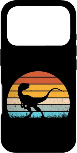 Vista 30 de Retro Sunset Jurassic Velociraptor Dinosaur Case for iPhone 17