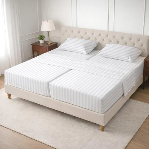 Vista 56 de SGI bedding Sábana Queen de 28 pulgadas con cabecera flexible y parte superior dividida, 100% algodón egipcio - 600 número de hilos, sábanas