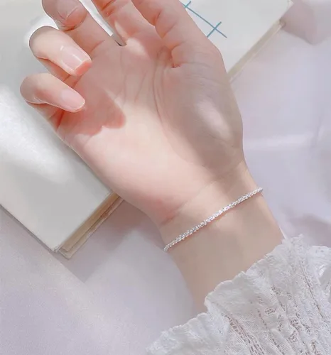 Vista 5 de Silver Link Bracelet, Silver Adjustable Chain Bracelets, Dainty Sparkle Chain Bracelet Jewelry for Women