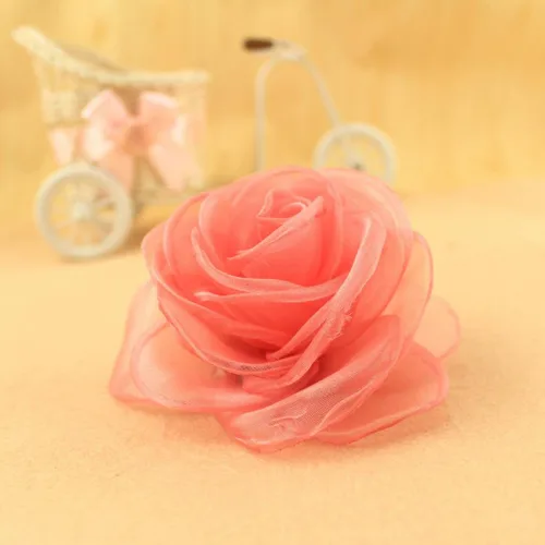Vista 47 de adorables broches de rosas, clip para el cabello de flores de seda para mujer [joyas], sin metal, Rojo, XOTW05C4