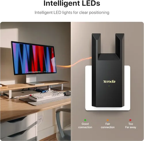 Vista 5 de Tenda Extensor WiFi N300 Extensor WiFi, con puerto Ethernet, hasta 800 pies cuadrados, extensor de alcance WiFi de banda única, modo repetidor