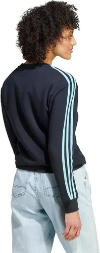 Vista 2 de adidas Sudadera Essentials de forro polar con 3 rayas para mujer, Aqua claro negro