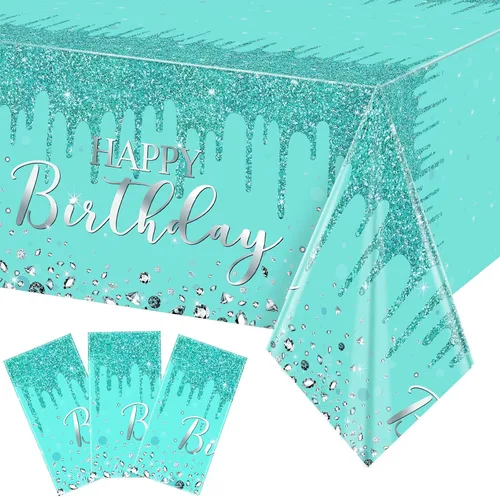 Vista 9 de Pajean Mantel de plástico con lentejuelas de diamantes con brillantina para fiesta de niña y niña, mantel de plástico con lentejuelas para niñas