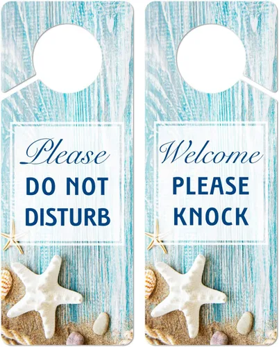 Vista 6 de Letrero para colgar puerta, paquete de 2 (impreso en ambos lados), plástico de PVC de 9.3 x 3.5 pulgadas, letrero con texto en inglés «Please Do Not