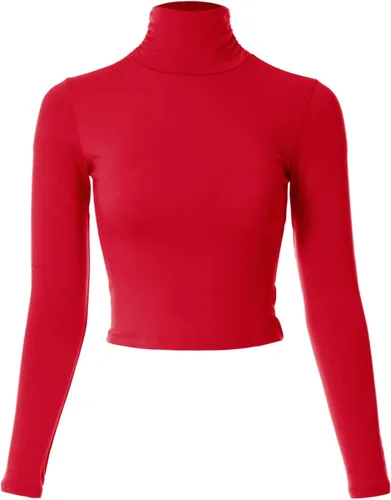 Vista 26 de MixMatchy Camiseta básica de manga larga con cuello alto y corte ajustado para mujer Negro