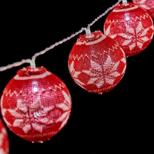 Vista 2 de Guirnalda de Bolas LED Krist+ Blanco Rojo 2 m Ø 6 cm