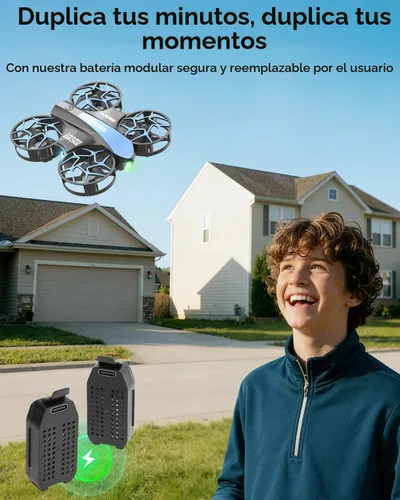 Vista 7 de SIMREX Mini dron para niños con giro de 360° y luces LED, cuadricóptero a control remoto, retención de altitud, despegue/aterrizaje con una tecla, 3