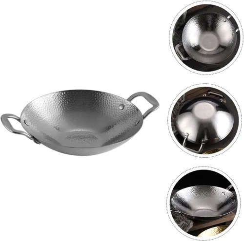 Vista 4 de Housoutil Tapa de olla de ramen coreano, sartén de acero inoxidable, plancha martillada, sartén para utensilios de cocina