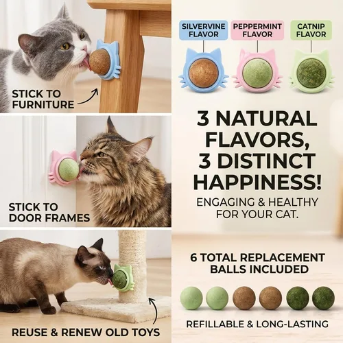 Vista 2 de Juguete de pared para gato, bola de recarga de hierba gatera