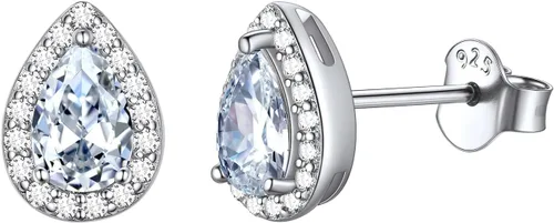 Vista 32 de ChicSilver Aretes de piedra natal para mujer de plata de ley 925