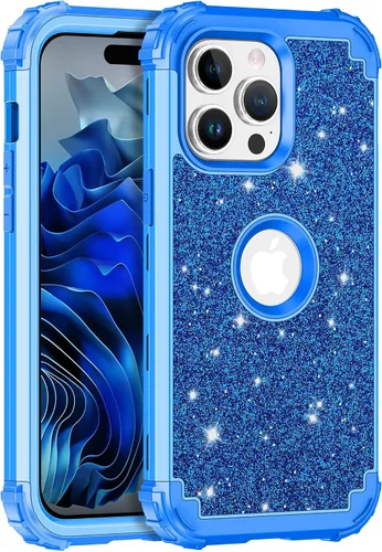 Vista 50 de LONTECT Funda para iPhone 15 Plus con purpurina brillante 3 en 1, a prueba de golpes, resistente, híbrida, resistente, funda protectora de alto