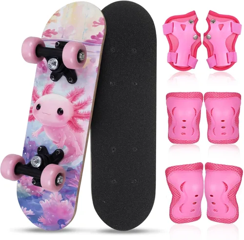 Vista 33 de Honoson Juego de 7 piezas de rodilleras, coderas y muñequeras para patinetas para principiantes y niños pequeños