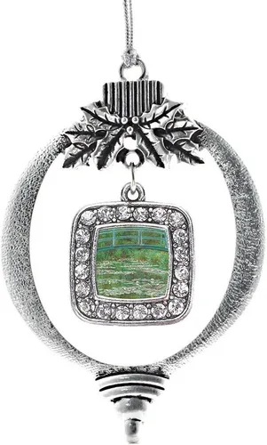 Vista 39 de Inspired Silver - Bon Voyage Cruise Ship Charm Ornamento – Adornos navideños cuadrados de plata con joyas de circonita cúbica