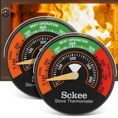 Vista 8 de Medidor magnético de temperatura de estufa, termómetro de estufa multicombustible para gas, madera, estufas de pellets y chimeneas (1 unidad)