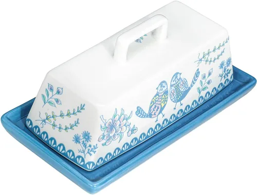 Vista 2 de Sizikato Mantequillera de porcelana con tapa, negro puro, 7.5 pulgadas