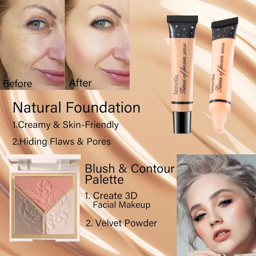 Vista 4 de Set de maquillaje para mujeres, kit de maquillaje para principiantes y profesionales, juego de maquillaje para adolescentes y adultos, regalo