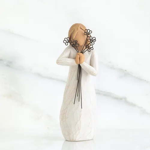 Vista 2 de Willow Tree Friendship, figura esculpida pintada a mano