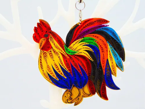 Vista 8 de Colección Quilling Bird Lovers – Adornos de quilling hechos a mano para amantes de los animales, decoraciones para el hogar y días festivos, dijes