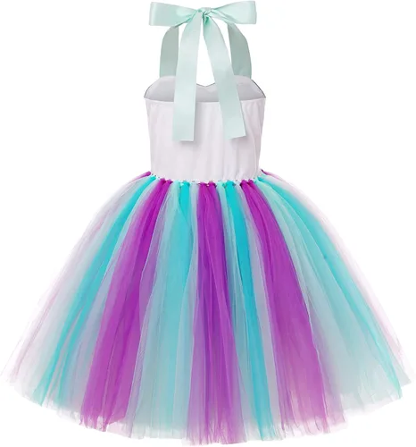 Vista 4 de Gomukot Girls Mermaid Costume LED Light Up Tutu Dress Up Birthday Gifts Princess Dress for Halloween Party