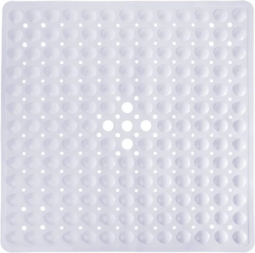 Vista 9 de Yimobra Tapete para ducha antideslizante, 21 x 21 pulgadas, tapete cuadrado suave para ducha con ventosas y agujeros de drenaje, tapetes para baño