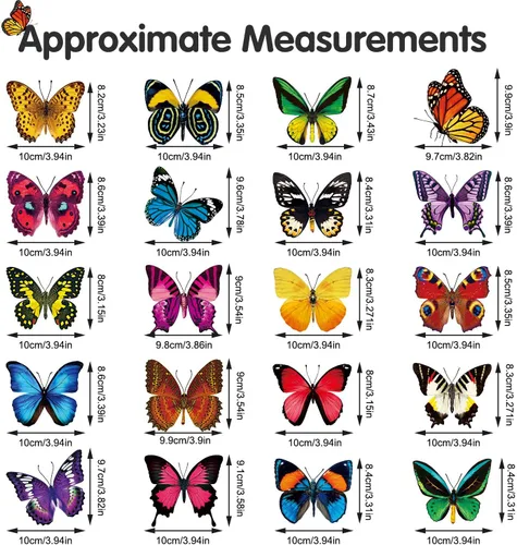 Vista 3 de Outus 40 calcomanías de mariposa para ventana de vidrio, mariposas, adhesivos anticolisión, decoración de primavera para evitar que personas